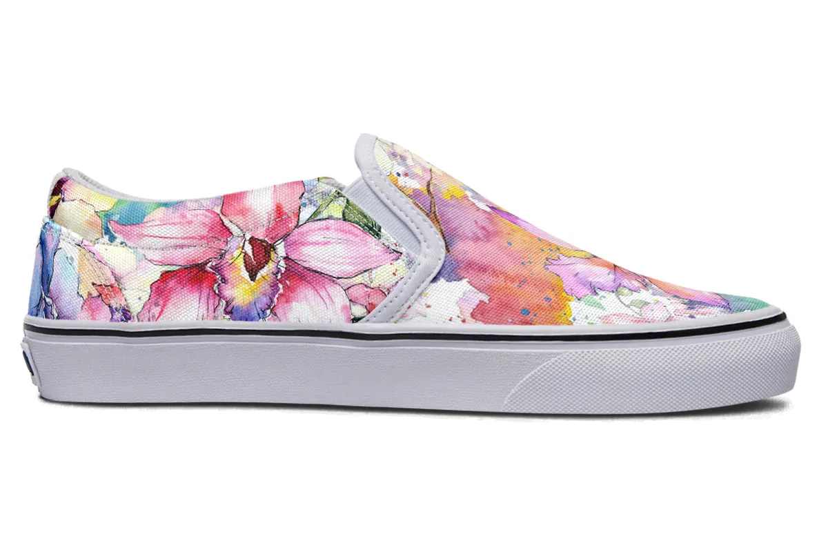 Watercolour Flowers Slip Ons