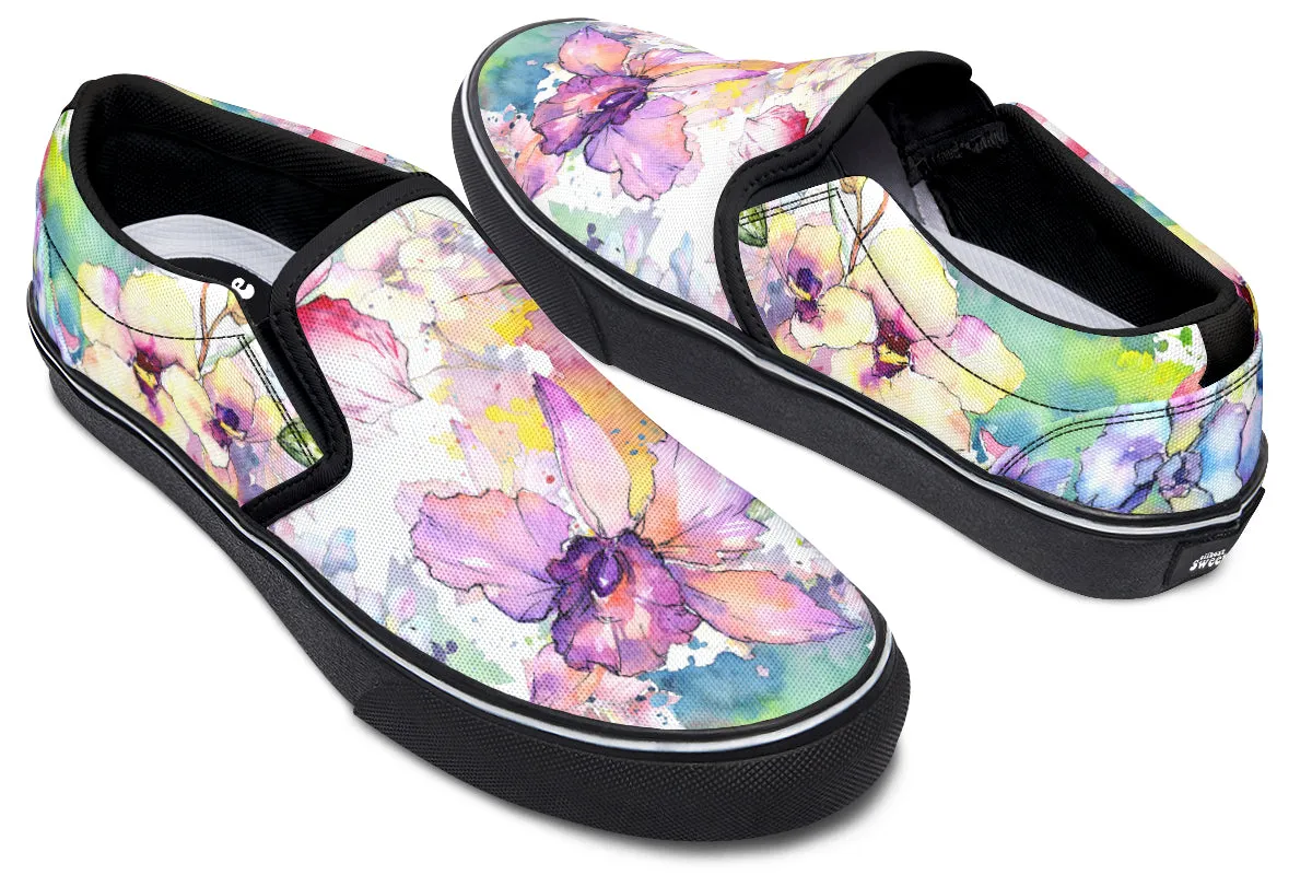 Watercolour Flowers Slip Ons