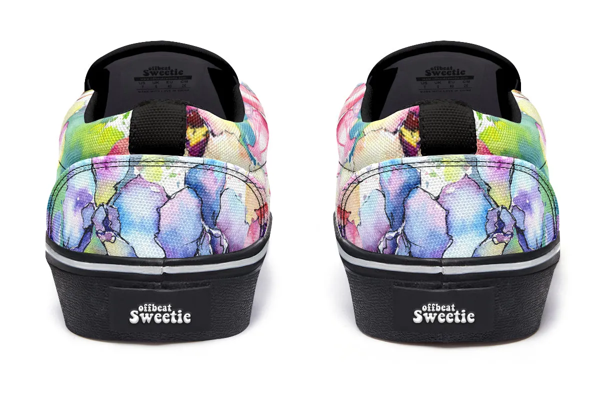 Watercolour Flowers Slip Ons