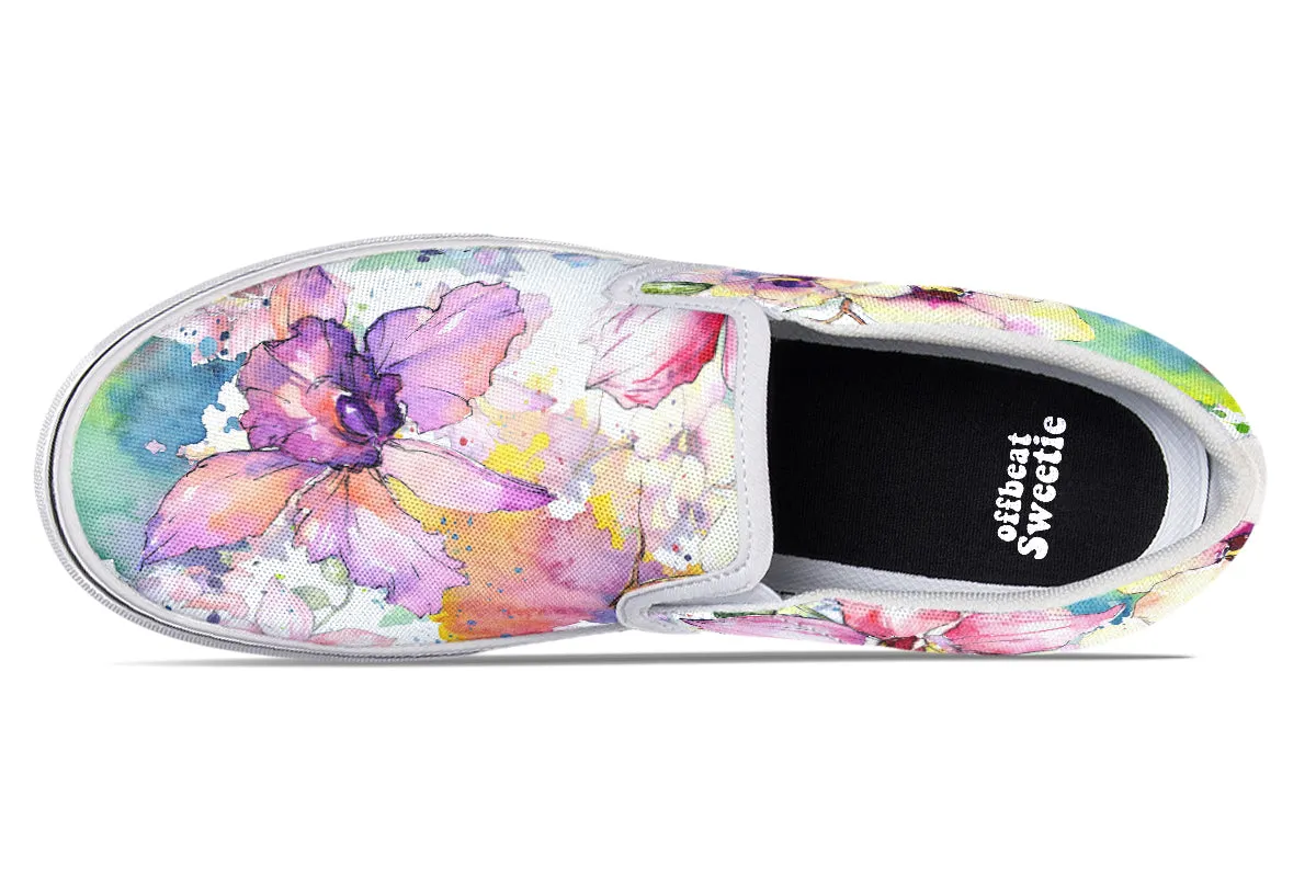 Watercolour Flowers Slip Ons