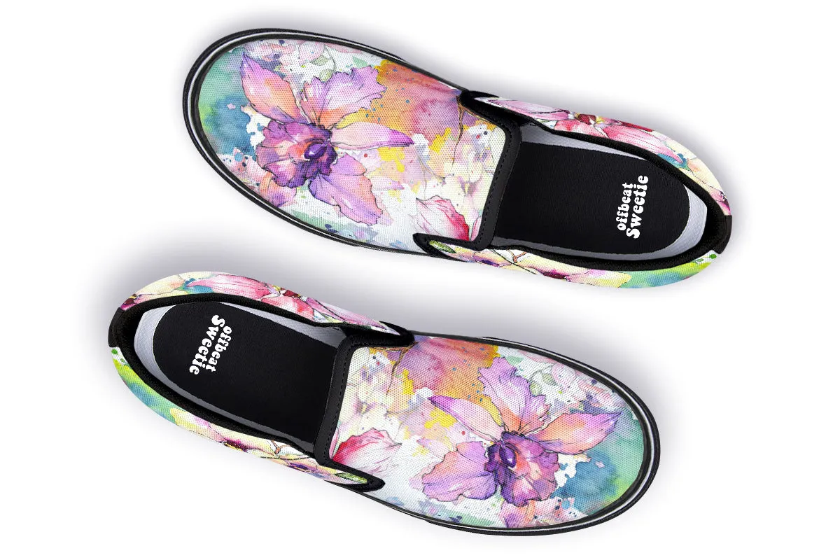 Watercolour Flowers Slip Ons