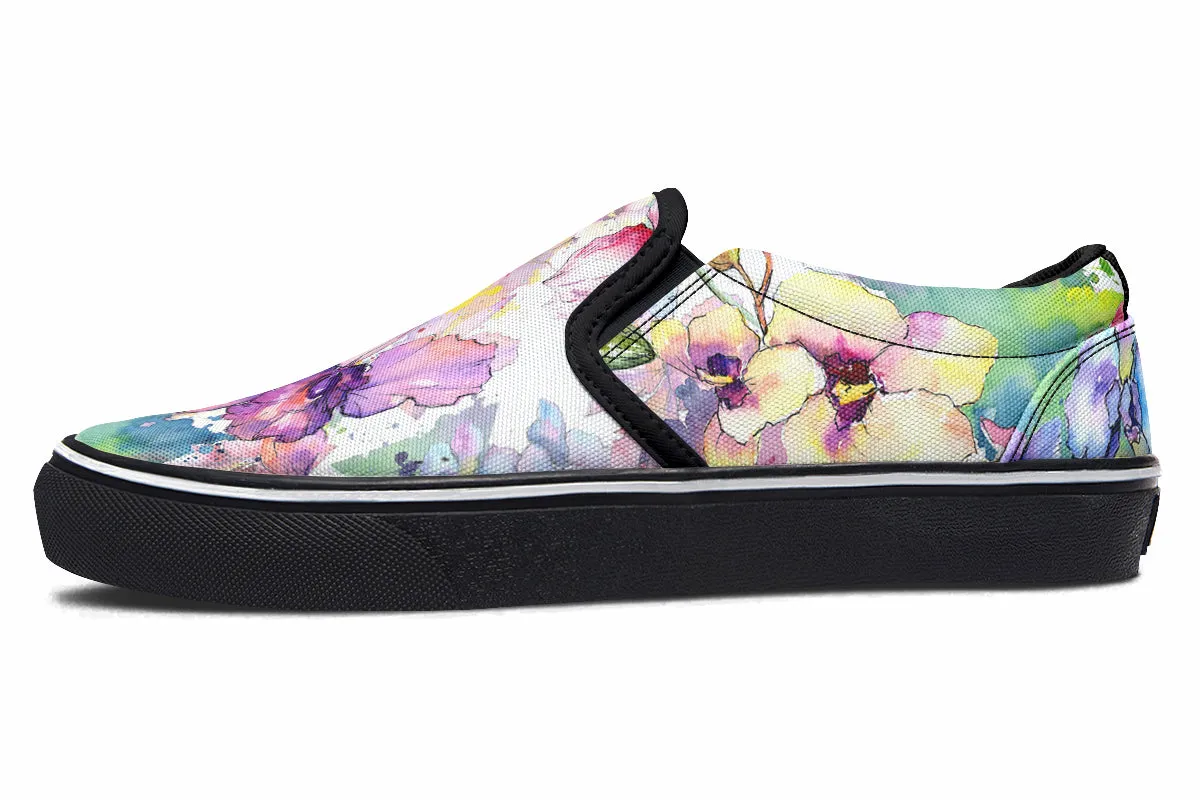 Watercolour Flowers Slip Ons