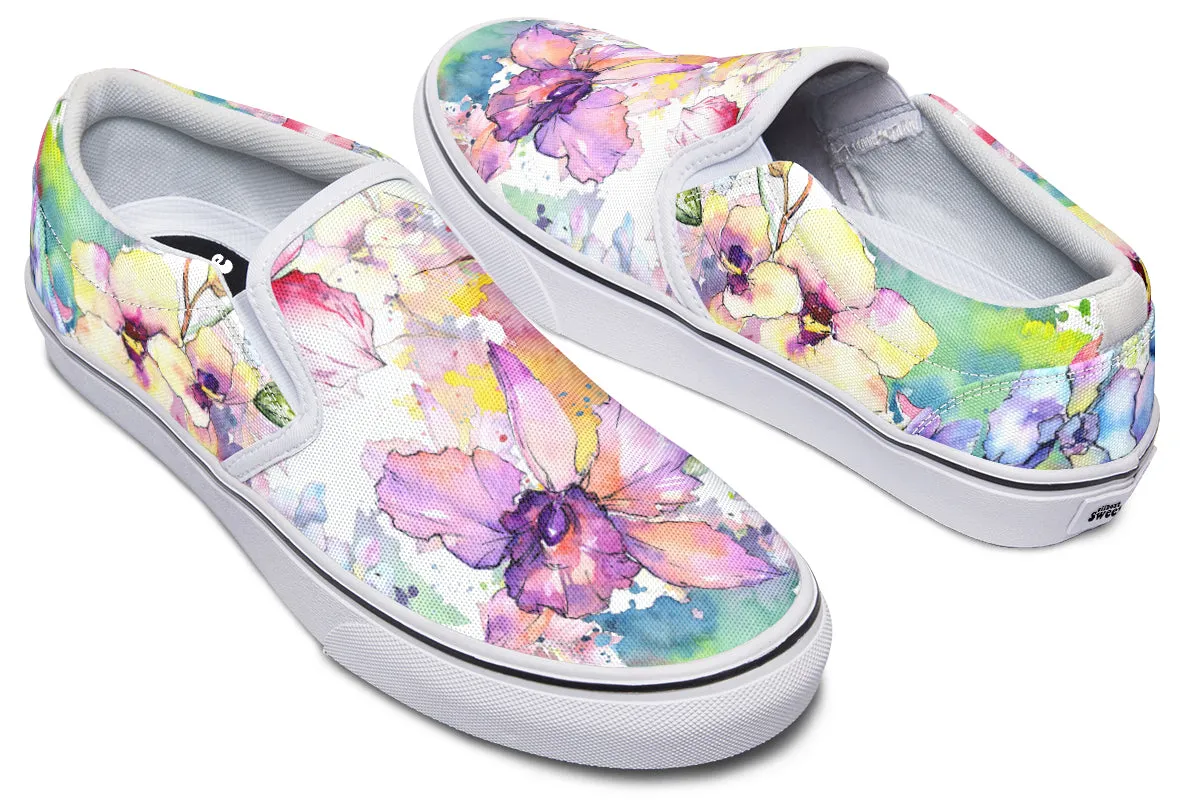 Watercolour Flowers Slip Ons