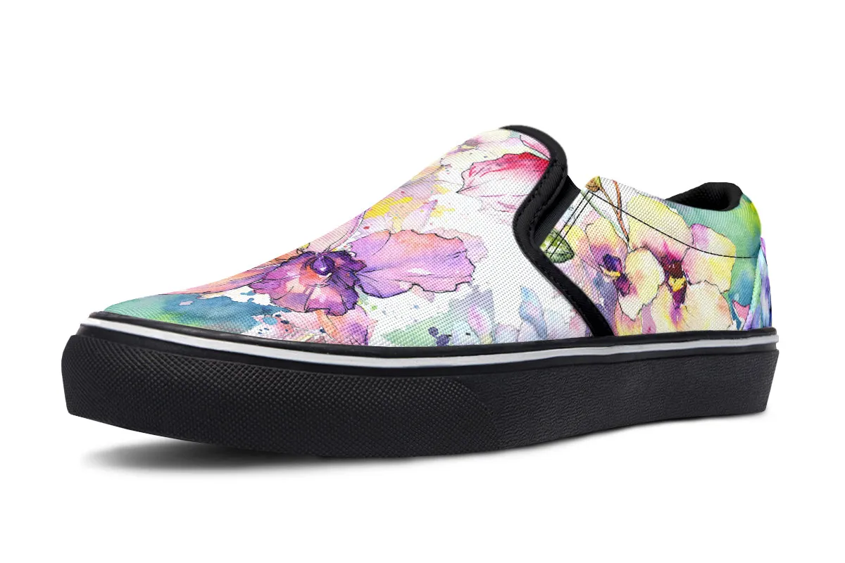 Watercolour Flowers Slip Ons