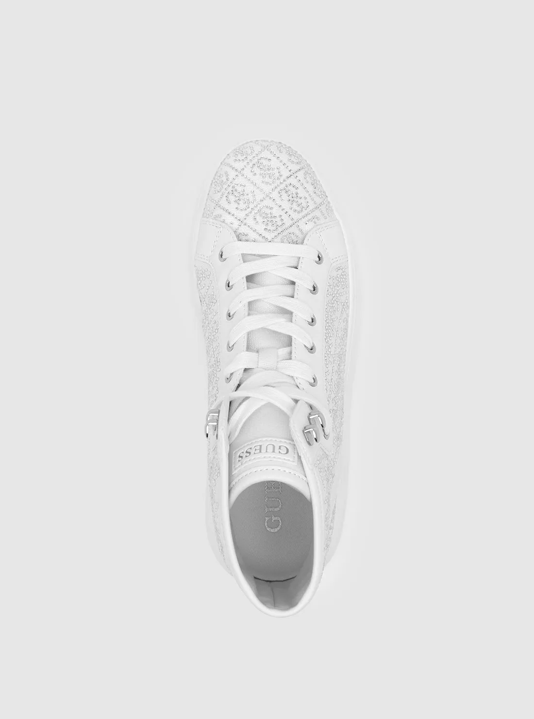 White Silver Queenly High-Top Sneakers