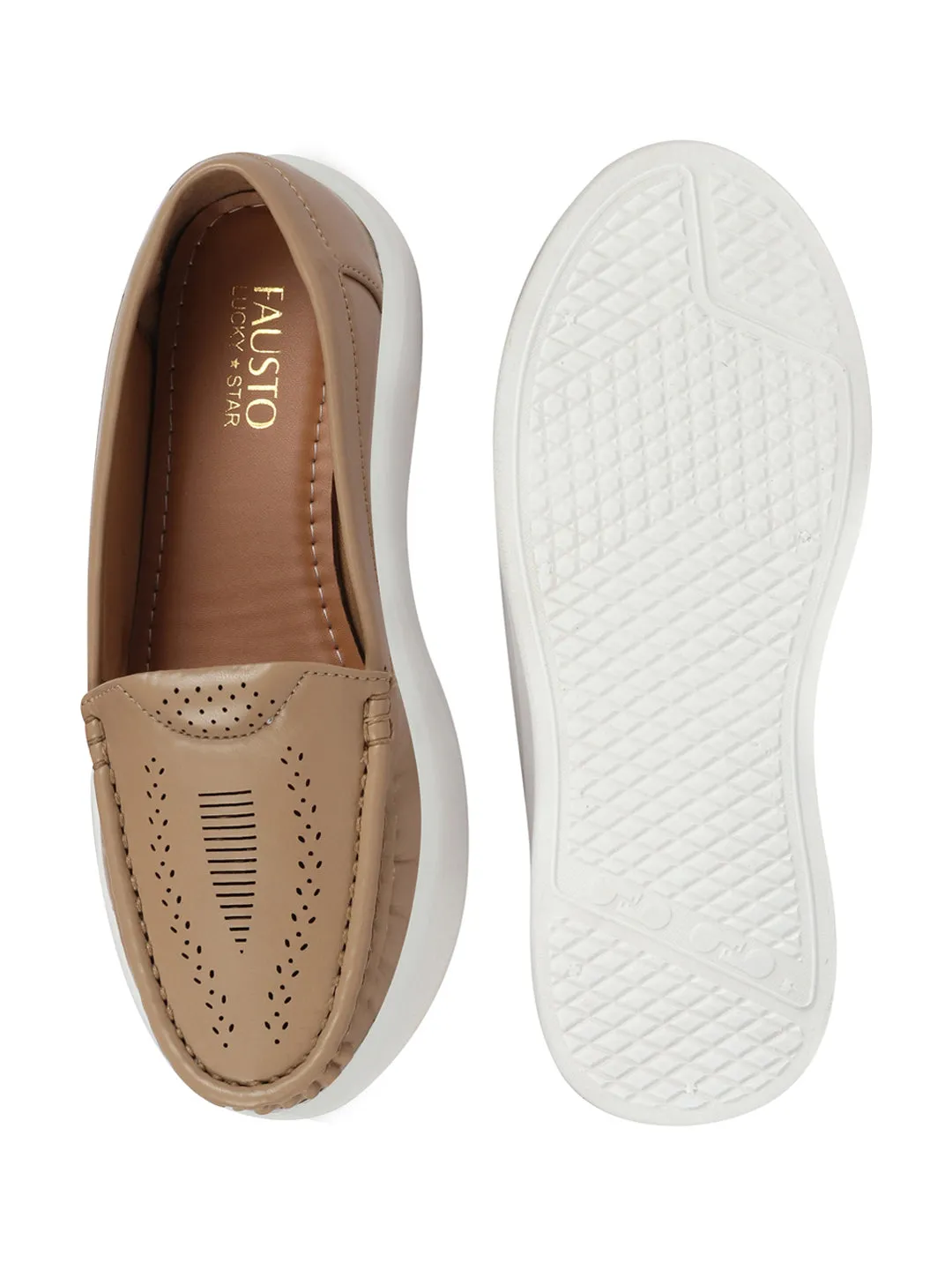 Women Cheeku Perforation Laser Cut Stitched Casual Slip On Loafer|Work|Outdoor|Slip On Shoes|Office Wear