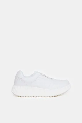 Women White Sneaker With Embossed Detail