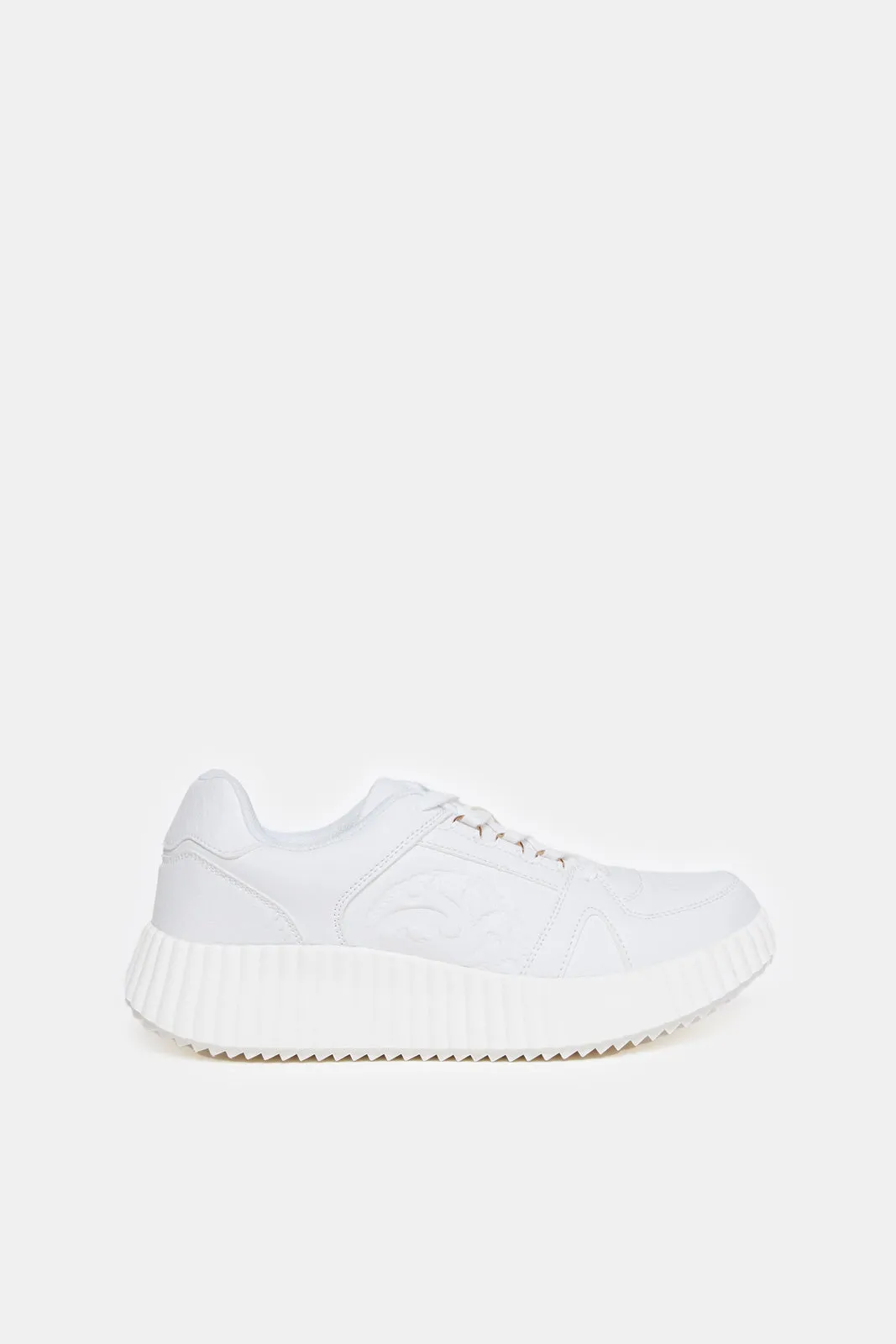 Women White Sneaker With Embossed Detail