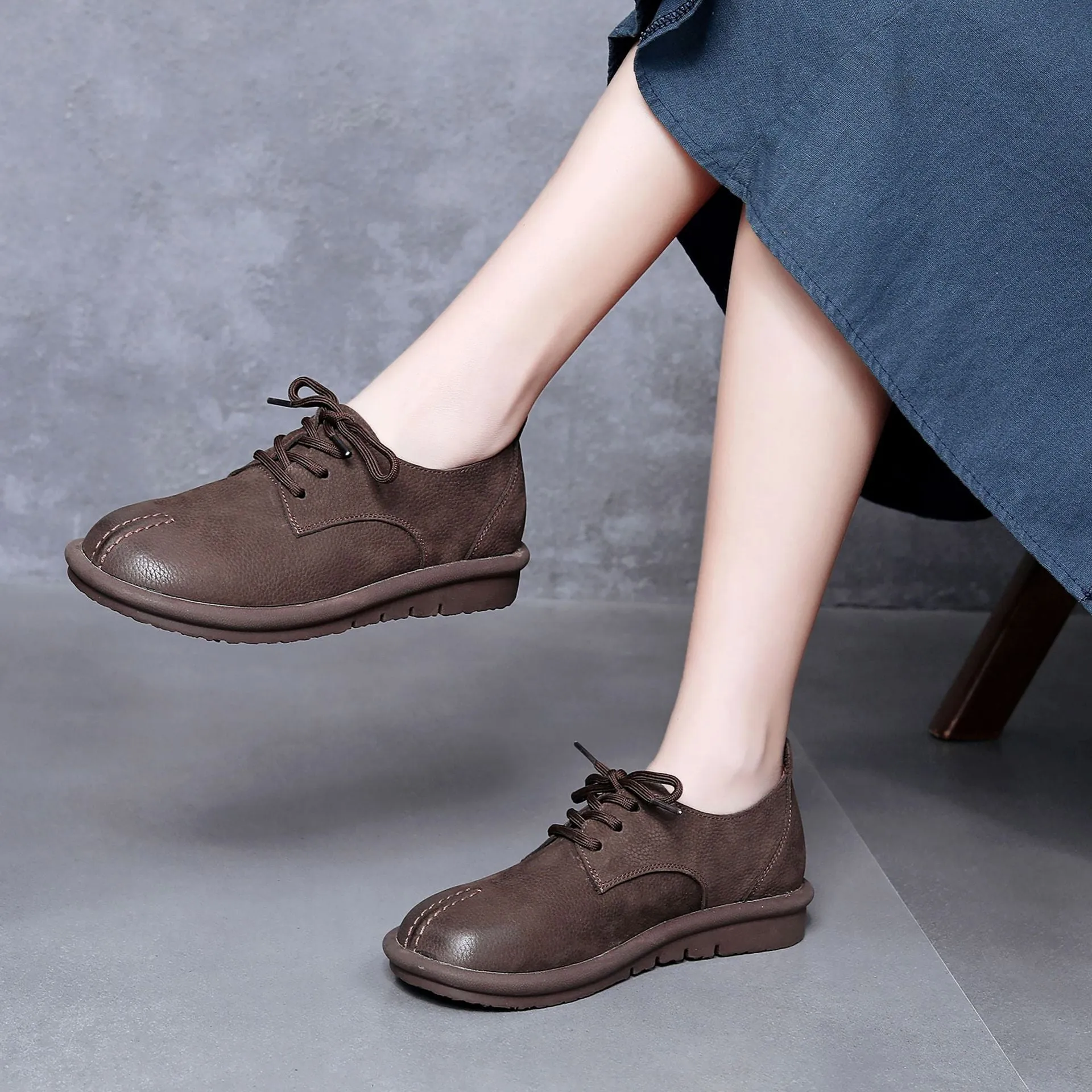 Women's Vintage Handmade Solid Soft Leather Casual Shoes